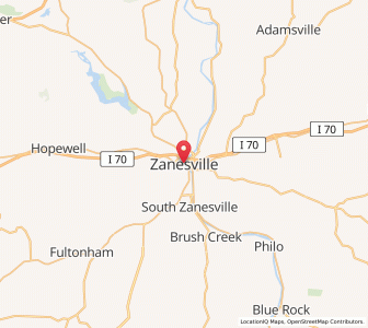 Map of Zanesville, Ohio