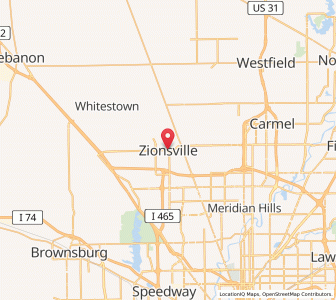 Map of Zionsville, Indiana