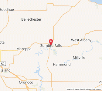 Map of Zumbro Falls, Minnesota