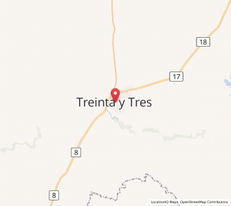 Map of Treinta y Tres, Treinta y Tres Department