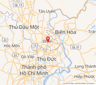 Map of Dĩ An, Bình Dương