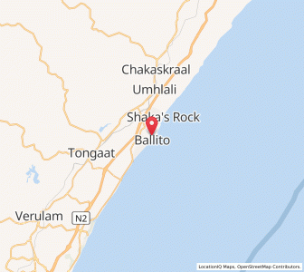 Map of Ballito, KwaZulu-Natal