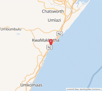 Map of eManzimtoti, KwaZulu-Natal