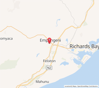 Map of Empangeni, KwaZulu-Natal