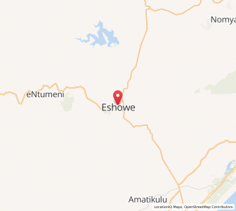 Map of Eshowe, KwaZulu-Natal