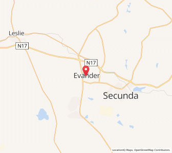 Map of Evander, Mpumalanga