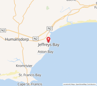 Map of Jeffreys Bay, Eastern Cape