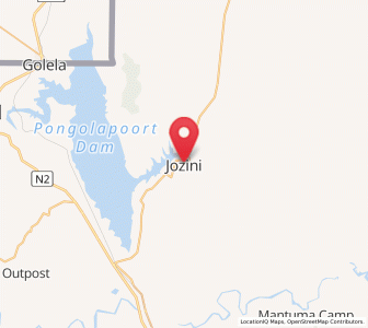 Map of Jozini, KwaZulu-Natal