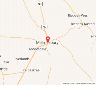 Map of Malmesbury, Western Cape