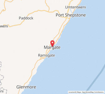 Map of Margate, KwaZulu-Natal