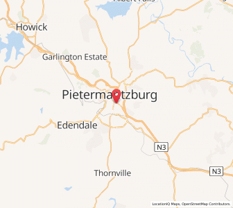 Map of Pietermaritzburg, KwaZulu-Natal