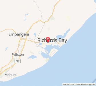 Map of Richards Bay, KwaZulu-Natal